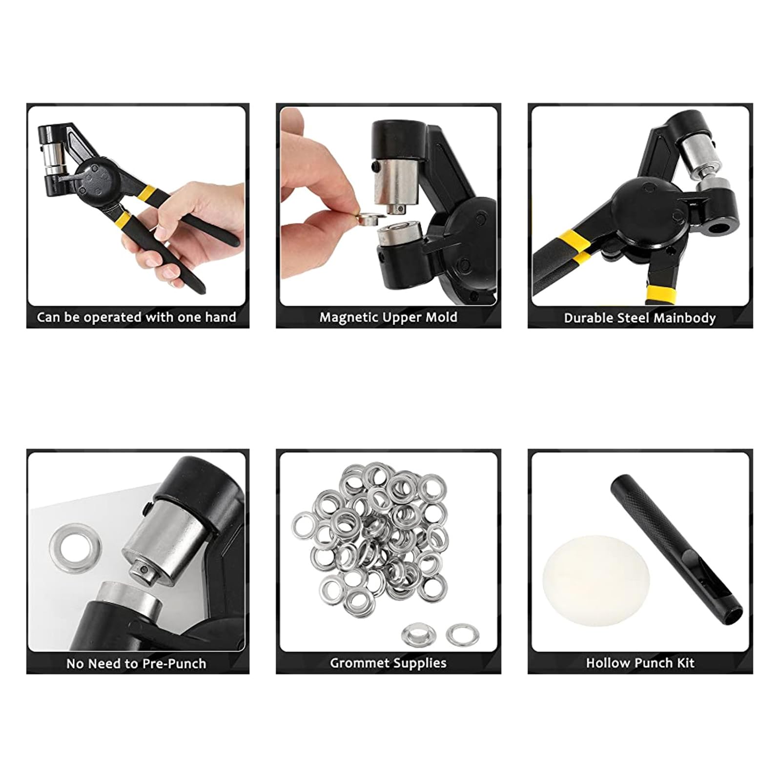 Kit di pinze per occhielli con occhielli in metallo, occhielli in metallo, kit di pressatura manuale per cuoio/cintura/scarpe/artigianato