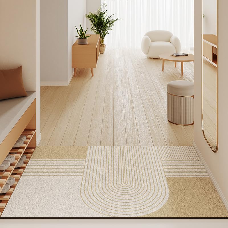 Tapis d'entrée haute densité motif jaune lavable et découpable pour sol