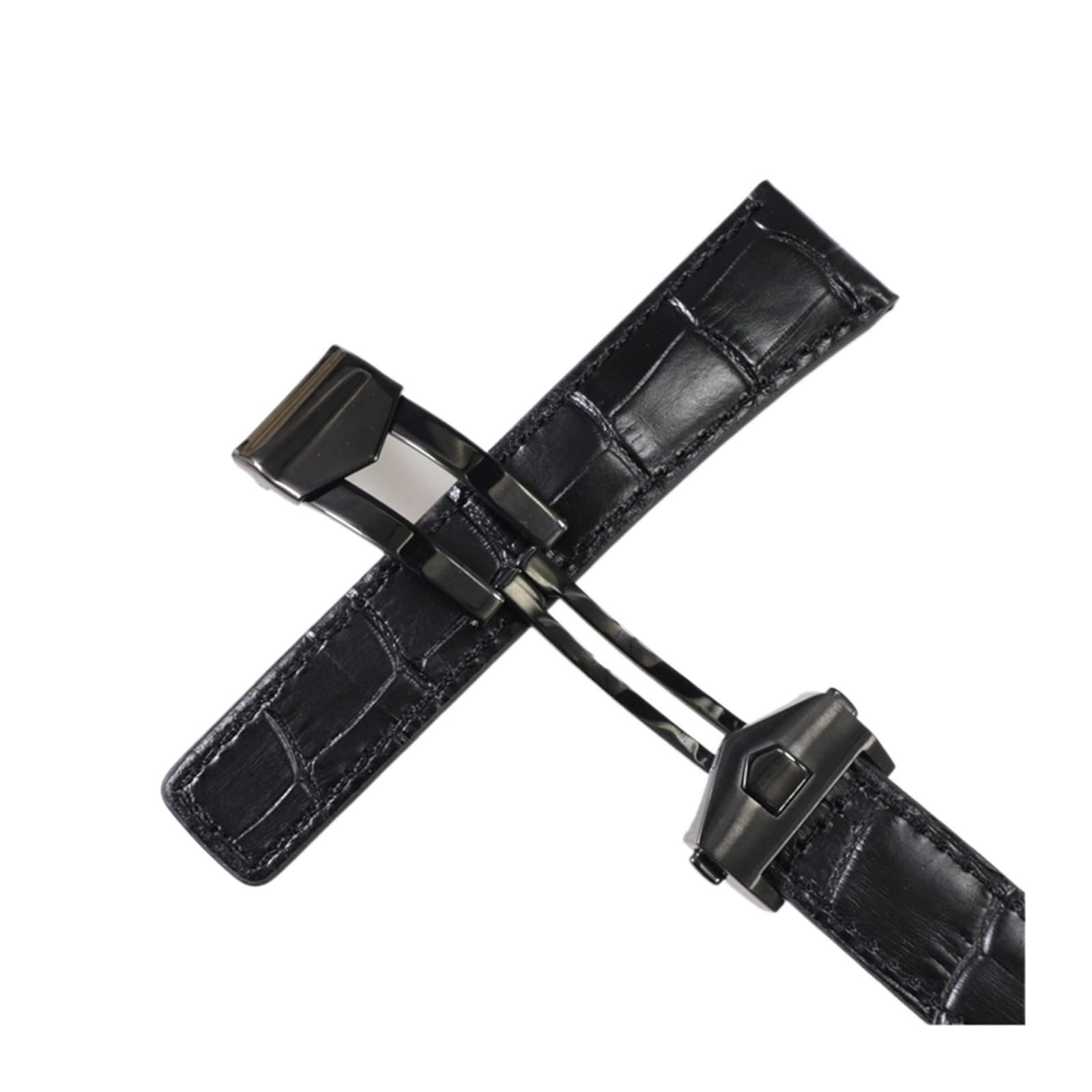 Pasek Do Zegarka Ze Skóry Bydlęcej 22 Mm 24 Mm Kompatybilny Z Bransoletą TAG Heuer AQUARACER CARRERA Monaco F1(BLACK WHITE,WITH BLACK BUCKLE_24MM)
