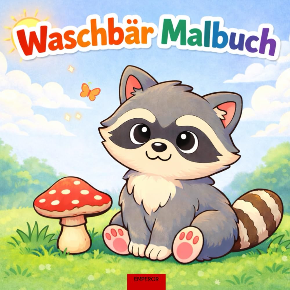 Waschbär Malbuch: Süße, einfache Waschbär-Motive für Kinder ab 2 Jahren | 34 kinderfreundliche Ausmalbilder | Perfektes Geschenk für kleine Künstler (Außergewöhnliche Tiere)