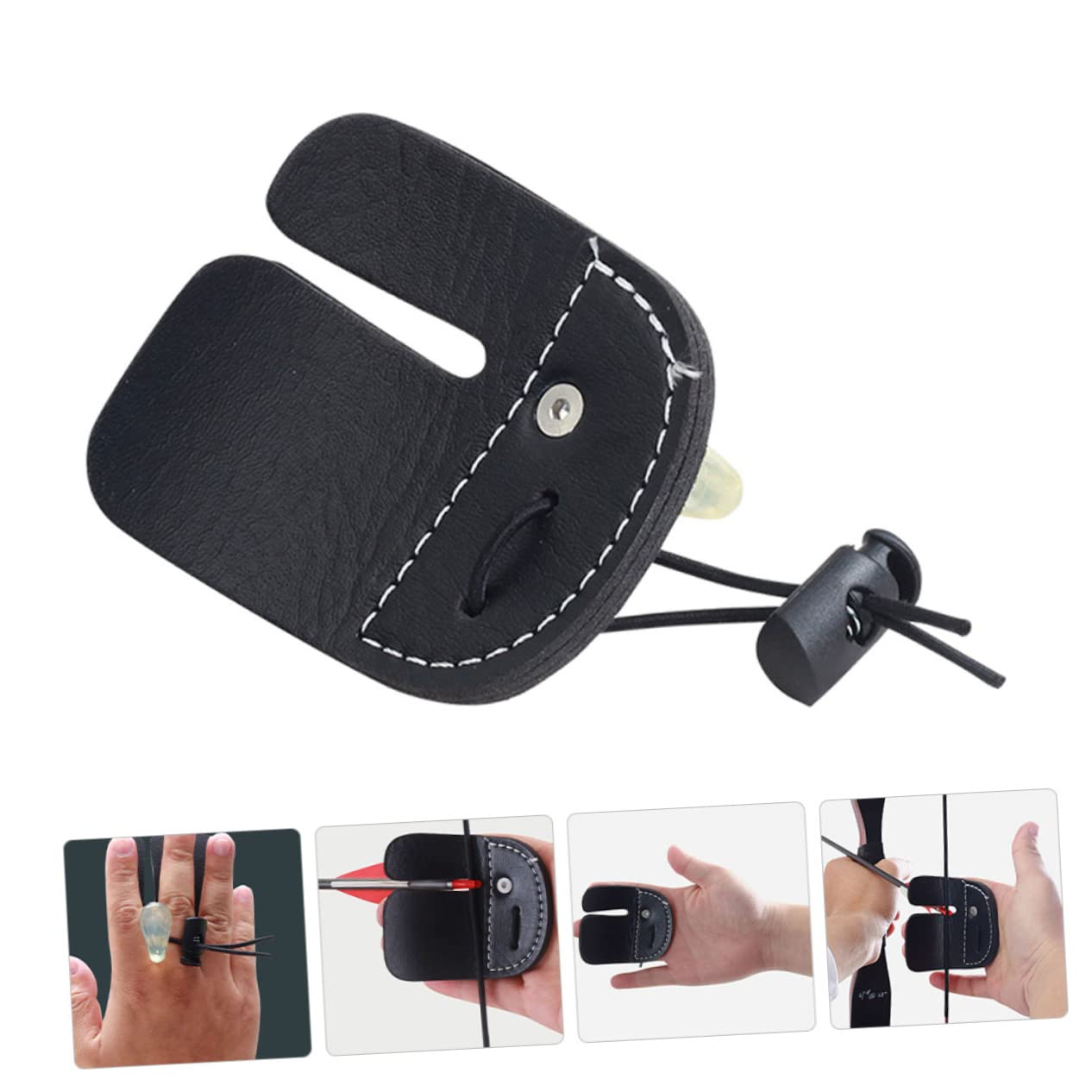 Abaodam Archery Finger Protector Bow 2 Fingers Archery Equipment Bow Saver Leather Material