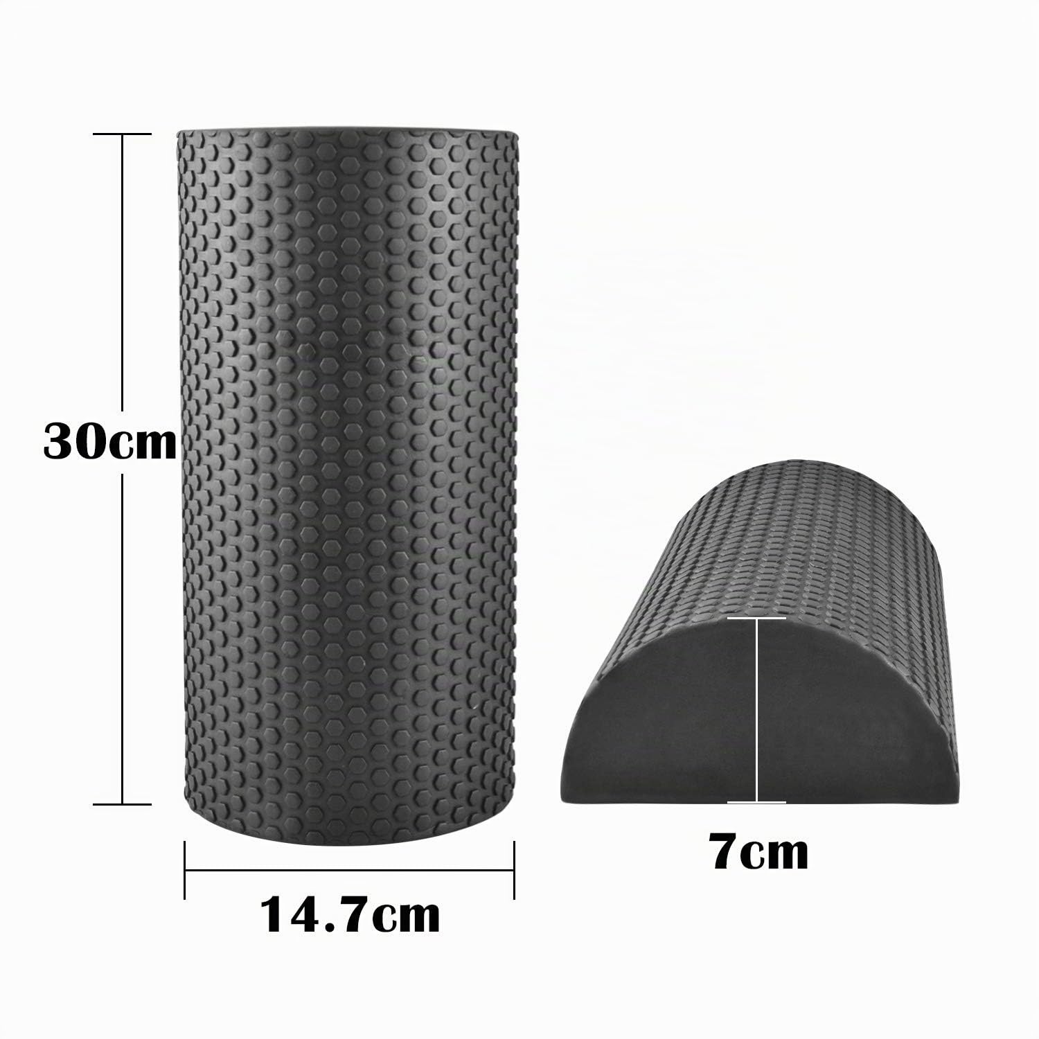 Yoassi Medio Rodillo de Espuma para Yoga 30cm, Pilates y Fitness, Cilindro Medio de Foam para Pantorrillas, Ejercicio de Pie y Cuello, Liberación Profunda de Tejido Miofascial y Alivio de Dolores