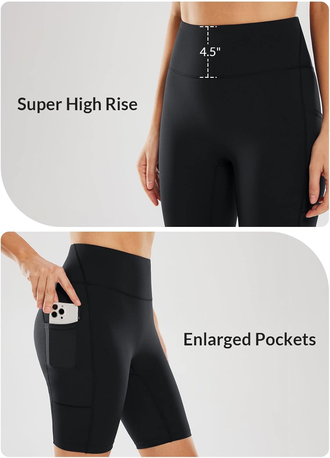 baleaf Sweatleaf Women's Light Compression Biker Shorts 8" High Waisted Yoga Gym Spandex Shorts Side Pockets - Image 5