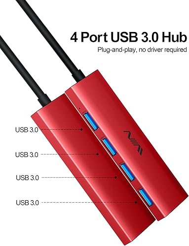 Miniatura 2 de Concentrador USB 3.0, extensor divisor USB de 4 puertos, adaptador portátil multipuerto de datos para laptop, Xbox, unidad flash, disco duro,