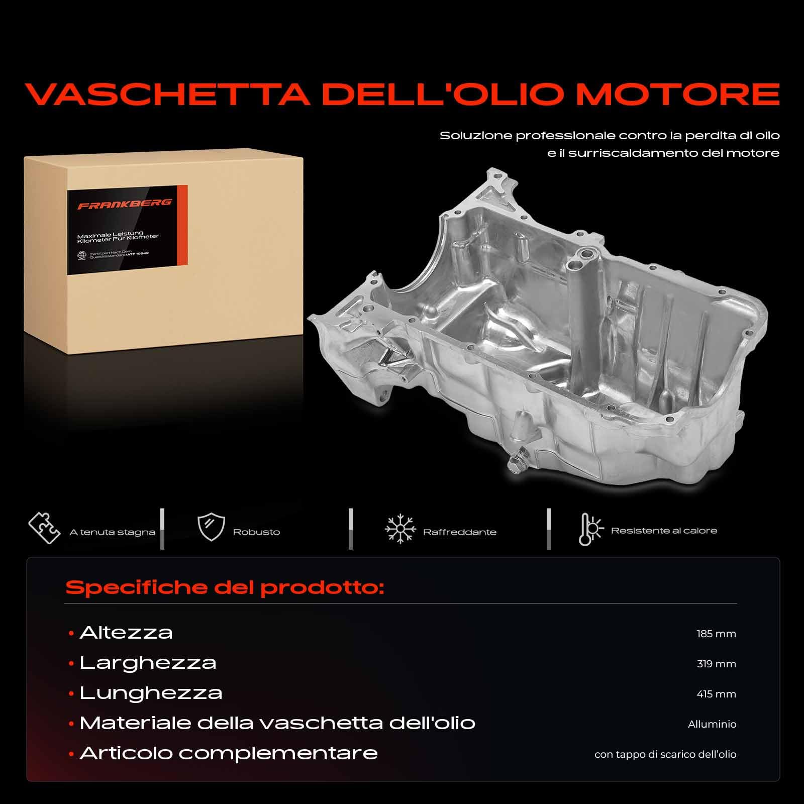 Frankberg Coppa dell'olio con tappo di scarico dell'olio 11200RB0000 | Compatibile con: J.a.z.z III GE GG GP ZA,Civic VIII Hatchback FK FN