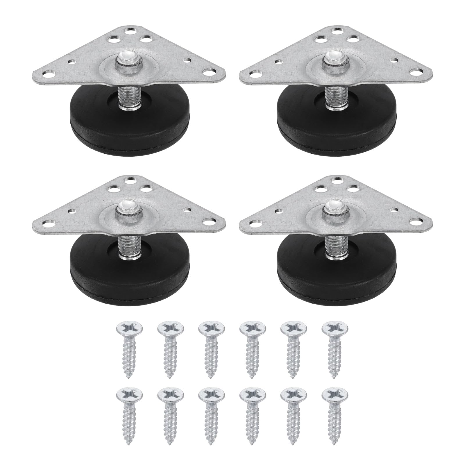 sourcing map 4Pcs Furniture Leveling Feet, Adjustable Metal Feet Levelers, Screw on Heavy Duty Table Leg Levelers with Triangular Plates for Sofa, Chair, Cabinet, Table(28 x 19 x 40mm)