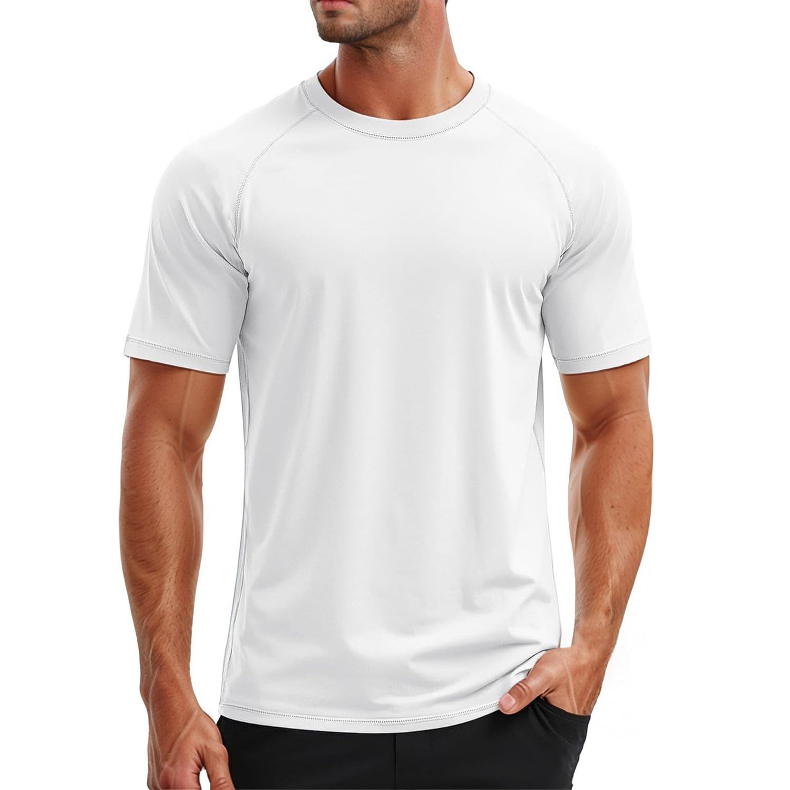 Generisch Camiseta de natación para hombre de manga corta UPF 50+