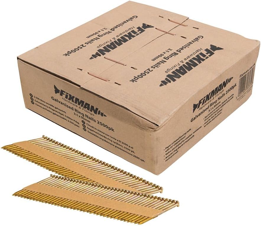 413678 Galvanised Ring Nails 2500pk 3.1 x 90 mm