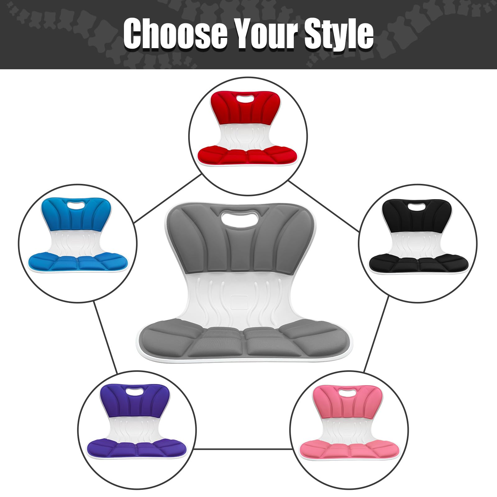 Silla ergonómica de apoyo lumbar para una buena corrección de postura y alivio del dolor de espalda, soporte de espalda para asiento de suelo, trabajo desde casa, oficina