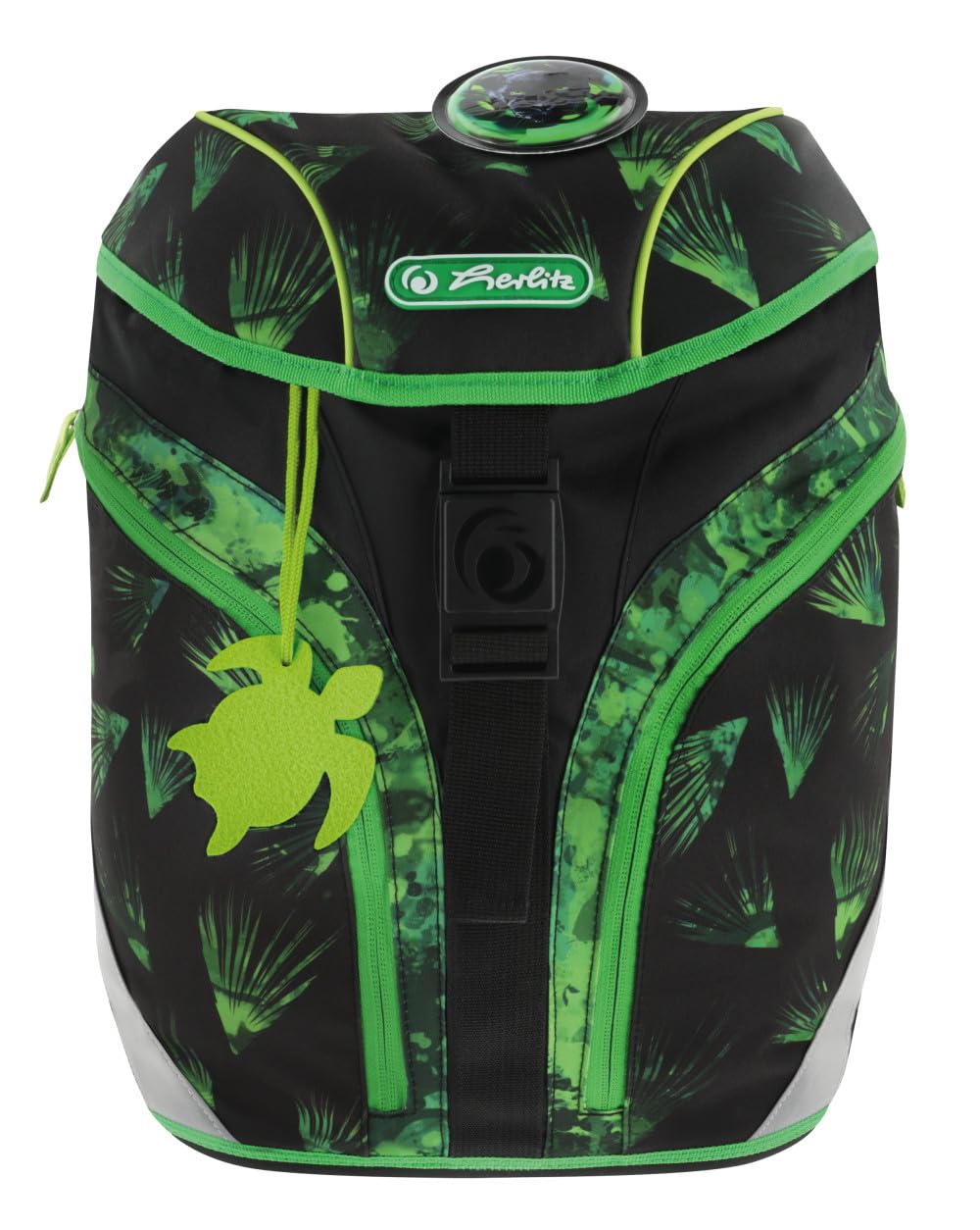 Herlitz Softlight Plus Mochila escolar, Niños, Multicolor, 38 x 28 x 23 cm | Negro y verde, de botellas de PET recicladas, 1ª clase primaria, 18 l, Panther