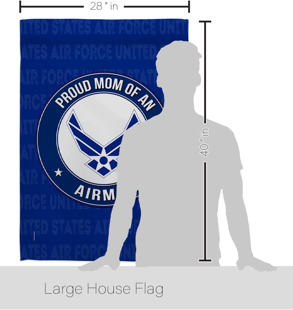 Breeze Decor Proud Mom Airman House Flag Armed Air Force USAF United State American Military Veteran Retire Official Decoration Banner Small Garden Yard Gift Double-Sided, Made in USA