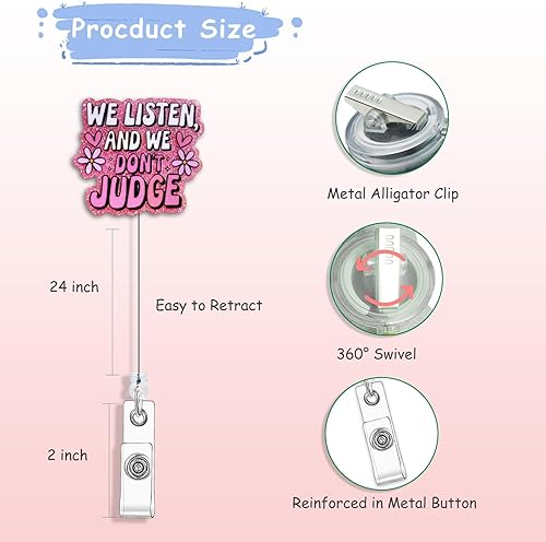 Miniatura 10 de Carrete de insignia cardíaca retráctil para enfermeras, lindo soporte de credencial de identificación con clip de cocodrilo para estudiantes,