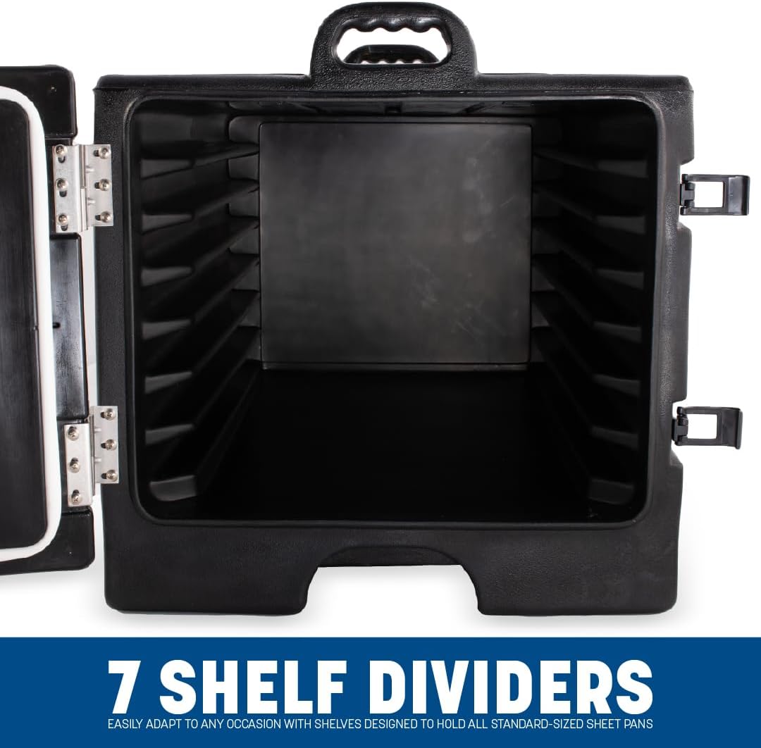 Carlisle FoodService Products Cateraide Insulated Sheet Pan Carrier, for Storage and Transport of Food, 7 Pan Capacity, 28.75" x 21" x 22.12", 1 Count, Black