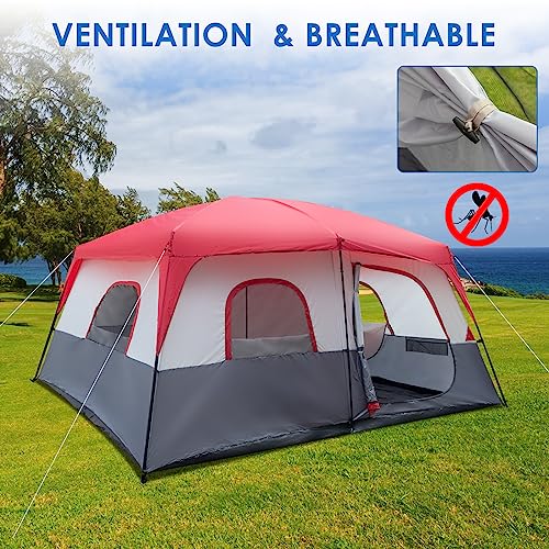 Carpa Familiar para 14 Personas, Grande, Impermeable, Roja y Blanca miniatura 5