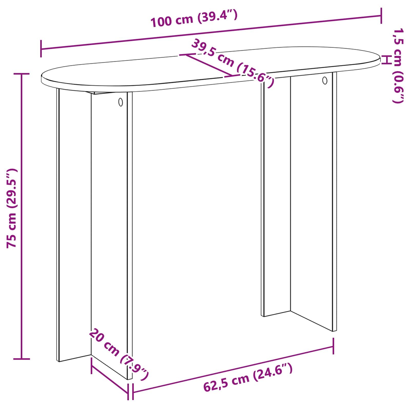 Générique Tavolo consolle in legno d'ingegneria, 100 x 39,5 x 75 cm | Design moderno, finitura rovere nero, superficie robusta, facile da pulire, per soggiorno, ingresso corridoio