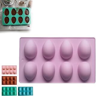 Silicone Egg Molds, Cavity Silicone Easter Egg Shaped Mold, 3D Egg-Shaped Silicone Baking Mold, Safe Food-Grade 8-Cavity Cake Pop Shapes Shaped Molds for Baking Chocolate Bites Candy (purple)