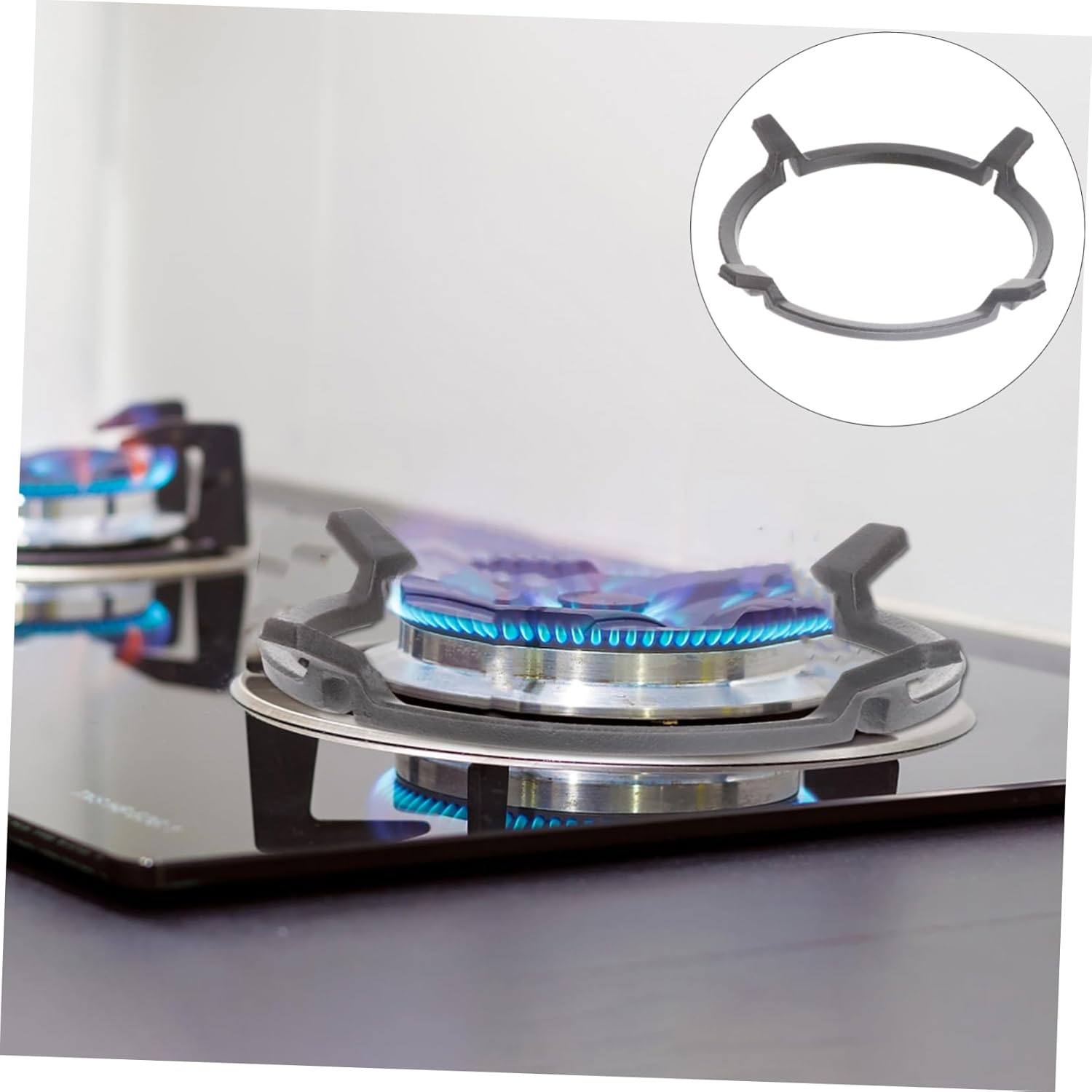 Cast Iron Wok Ring 4-Prong Anti-Slip Bracket Gas Stove Support 8.46X8.46 Inch Durable Kitchen Burner Accessory for Stable Cooking