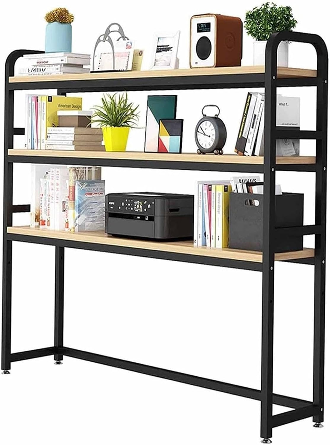 Adjustable Desk Bookcase 3 Tier Desktop Bookshelf For Computer Desk, Multipurpose