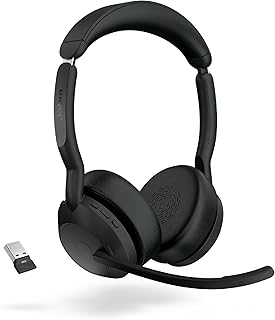 Jabra Evolve2 55 Stereo Wireless Headset - Features AirComfort Technology, Noise-Cancelling Mics & Active Noise Cancellation - Works with UC Platforms Such as Zoom & Google Meet - Black