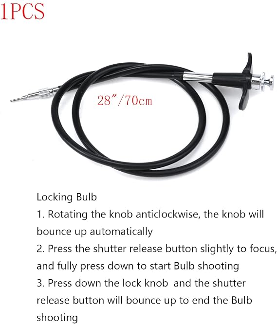 28(70cm) Threaded Release Cable Shutter Release Cable, Black