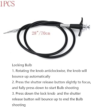 28(70cm) Threaded Release Cable Shutter Release Cable, Black