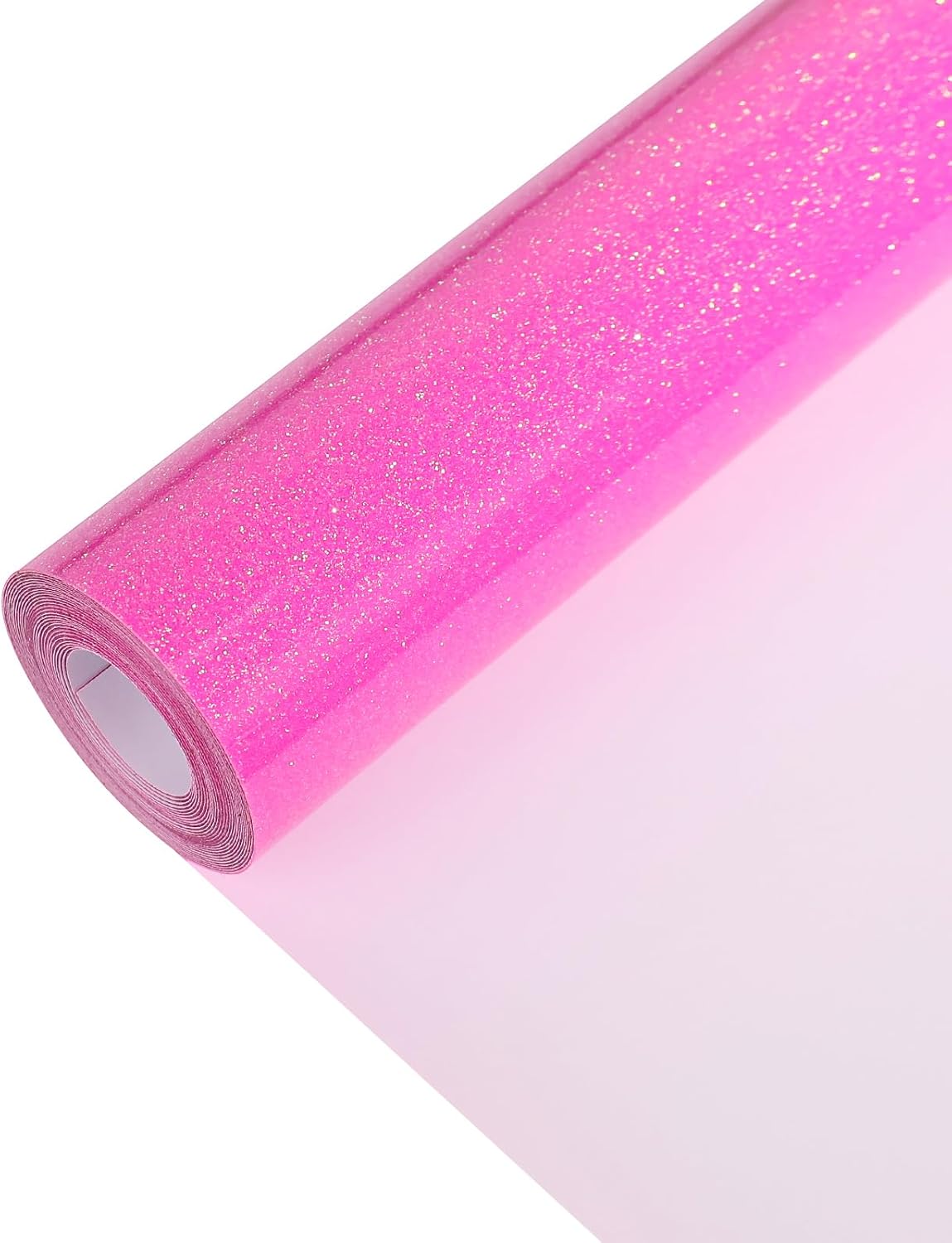 Neon Pink Heat Transfer Vinyl HTV Roll Glitter PU 12" x 10 ft. | Easy to Cut, Weed & Transfer, Iron On Vinyl for Cricut, Silhouette & Other Craft Cutter Cutting Machine (Neon Pink)