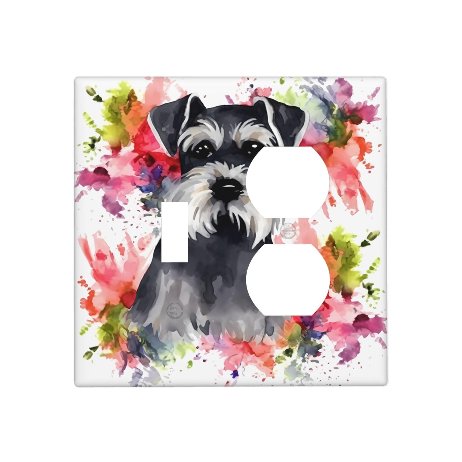 Decorator Wall Plate 2 Gang Light Switch Covers Schnauzer Wallplate Double Toggle Switch Plate Mid-size Electrical Outlet Covers Decorative Wall Switch Plate Cover