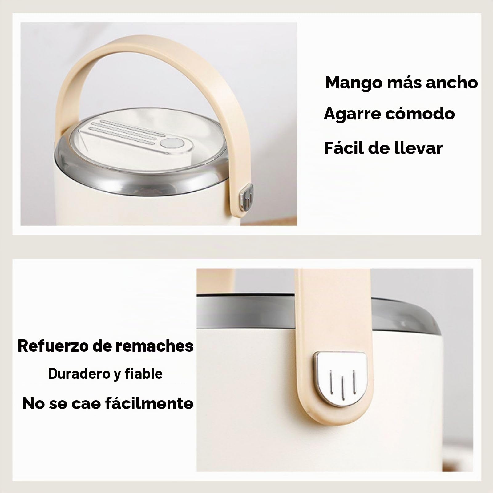 Termo Comida Caliente 2600 ml, Recipiente Térmico para Alimentos de Acero Inoxidable con 3 Compartimentos, Fiambrera Térmica para Oficina, Picnic al Aire Libre (Blanco)