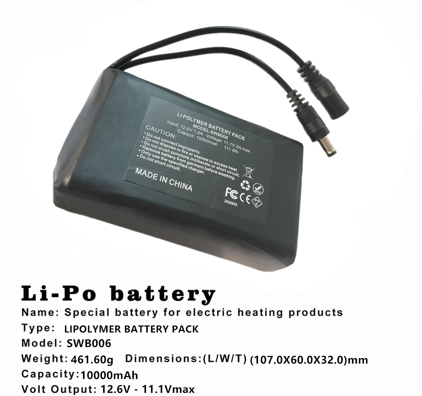 Batteria agli ioni di litio da 12 V, 10800 mAh, con caricatore, compatibile con dispositivi da 12 V, illuminazione per bicicletta, progetto fai da te, radio, luce da pesca, strisce luminose a LED
