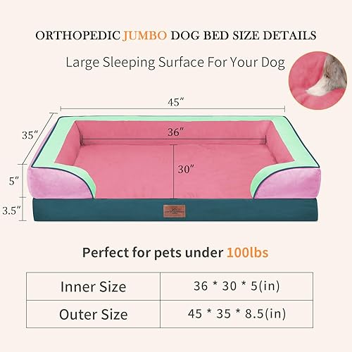 Miniatura 432 de Comfort Expression - Cama ortopédica para perros extragrandes, 53 x 42 pulgadas, cama impermeable y de apoyo de espuma con cojines removibles, con