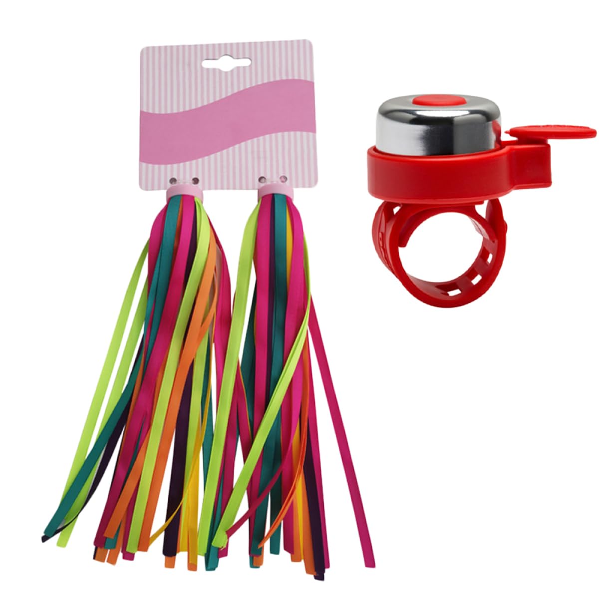 Kisangel 6 Pares Juegos De Niños para Bicicletas Infantiles Serpentinas De Campanas Campana De Manillar De Bicicleta De Joyería Traje Rosa Equitación Niña Cadena