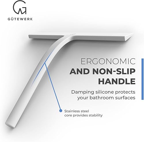 Vista 77 de GÜTEWERK Escobilla de ducha para puertas de vidrio, escobilla de silicona para ventanas, baño y limpieza de vidrio, color negro, 9 pulgadas