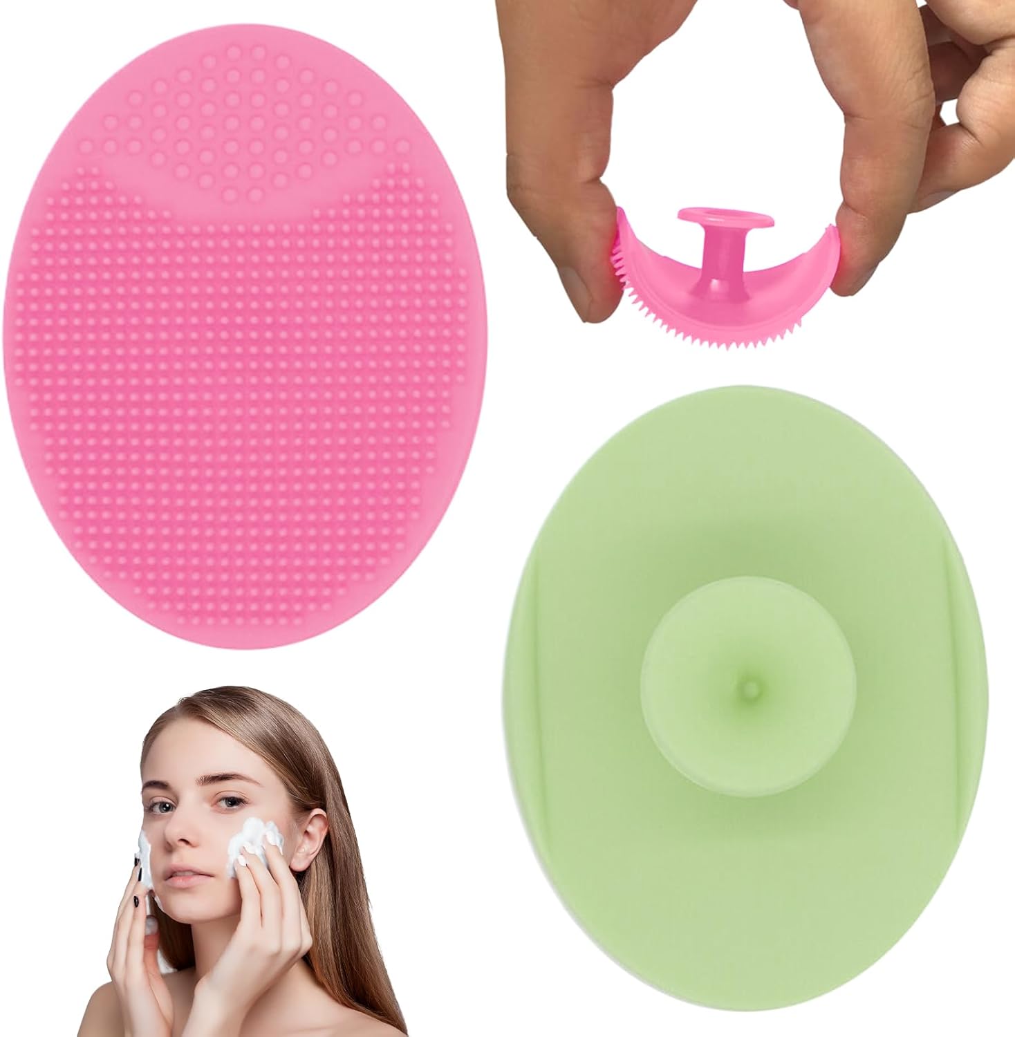 Lot de 2 brosses exfoliantes pour le visage pour peaux sensibles, brosse nettoyante en silicone, anti-âge, soin délicat de la peau, nettoyant en silicone pour tous les types de peau