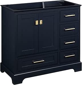 Signature Hardware 482896 Quen 36" Single Vanity Cabinet Only - Less Vanity Top - Midnight Navy Blue