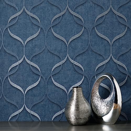 Fine Decor Milano 10 GEO Wave Silver/Blue, 53 x 1005 cm - Image 3