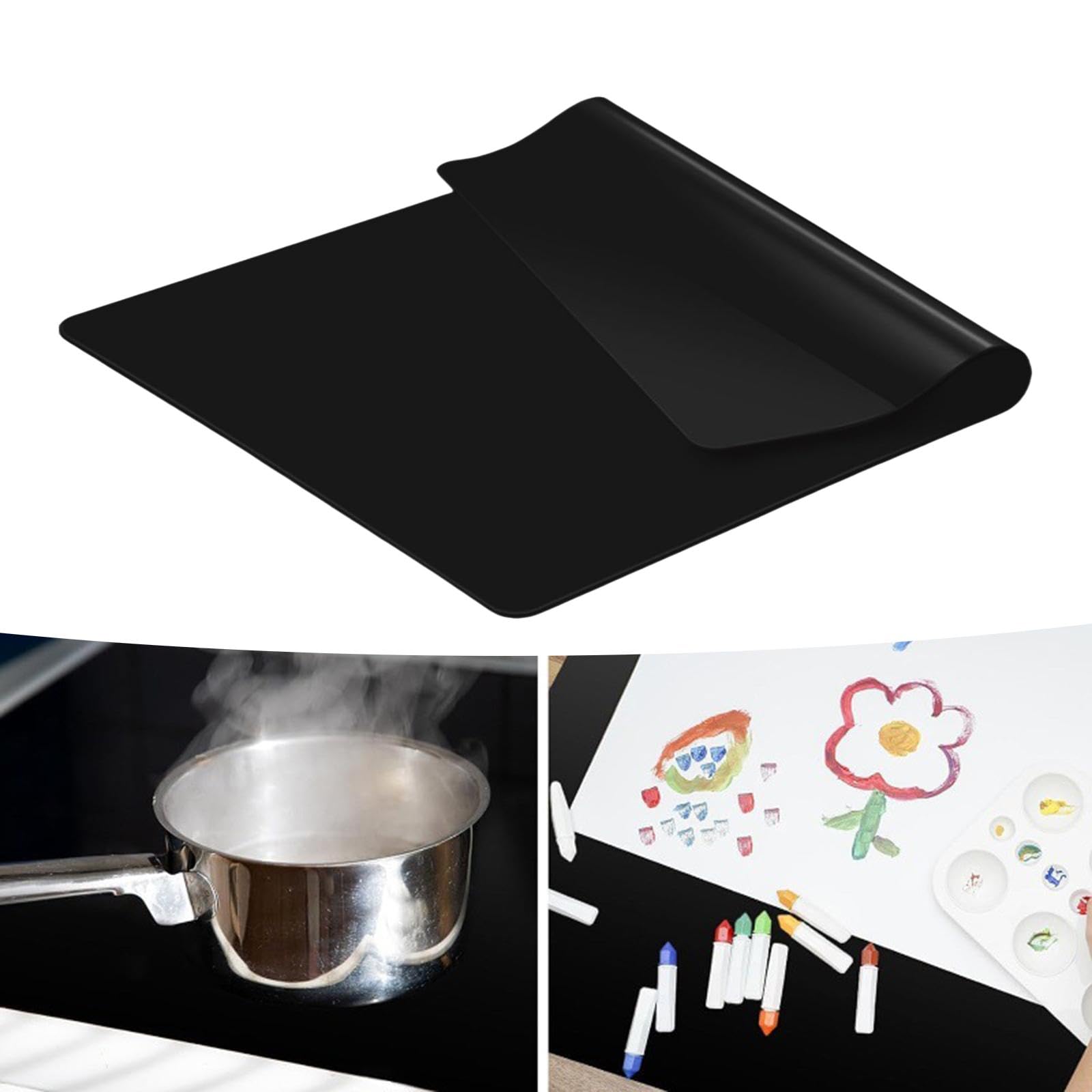 Tapete de Silicona para Hornear, Lámina de Silicona Portátil, Enrollable, Plegable, Resistente Al, Protector de Escritorio para Proyectos de Man, Negro 80 Cmx60 Cm, Individual