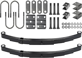 Trailer Leaf Spring 4 Leaf 1750 lbs, for 3500lb Single Trailer Axle Suspension Kit, with U-Bolt & Hanger Kit; Double Eyes 25-1/4" L, 1-3/4" Width, 9/16 Eye I.D, fits for SW4B