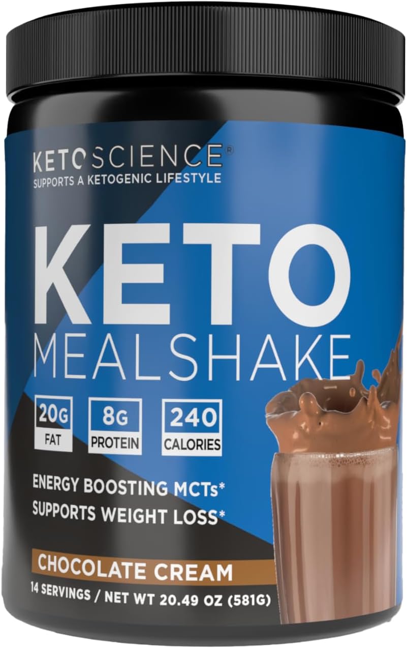 Keto Science Keto Shake Powder – Chocolate Meal Replacement with MCT Oil, Collagen, Protein – Keto Diet Supplement for Weight Loss – 14 Servings