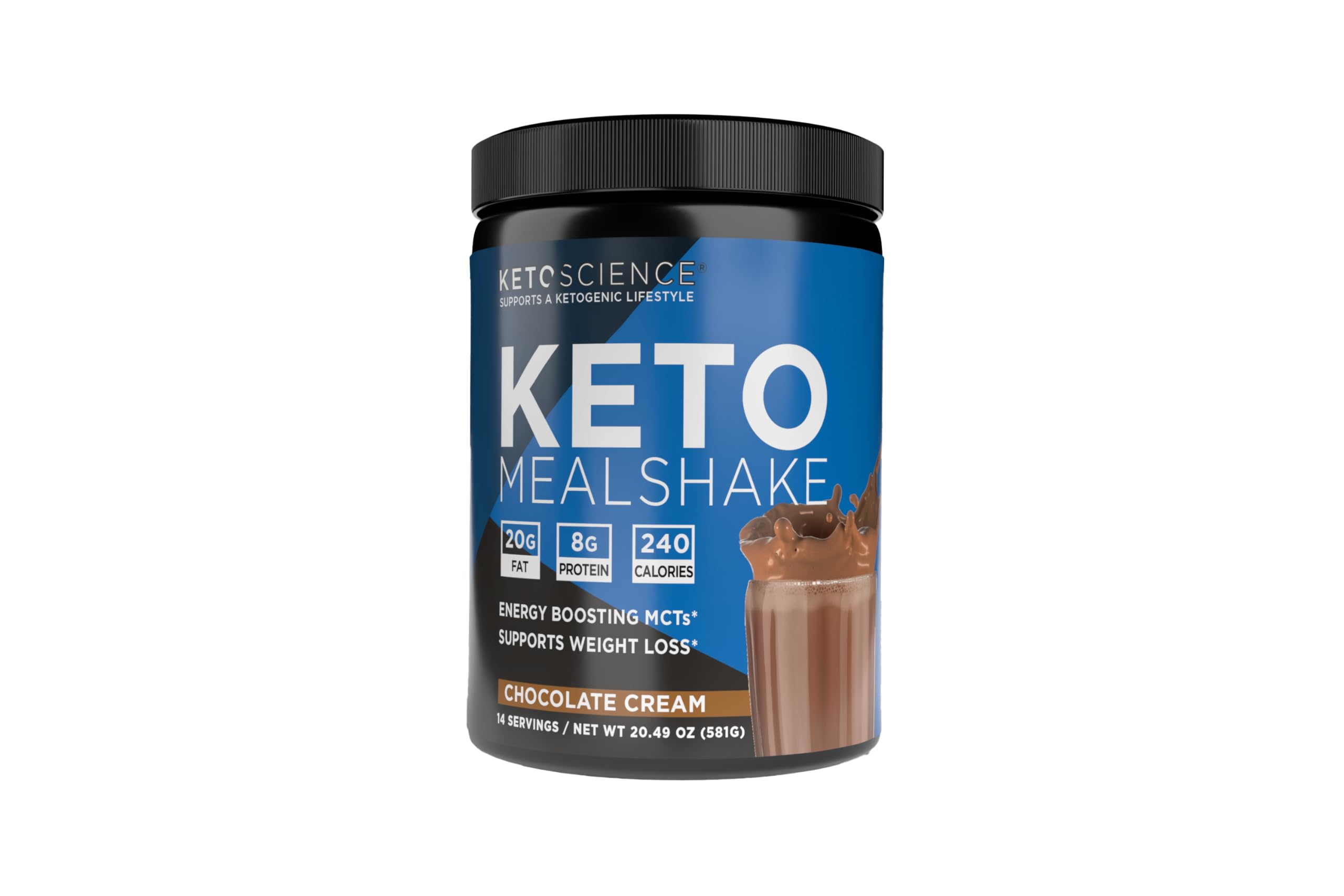 Keto Shake Powder – Chocolate Meal Replacement with MCT Oil, Collagen, Protein – Keto Diet Supplement for Weight Loss – 14 Servings
