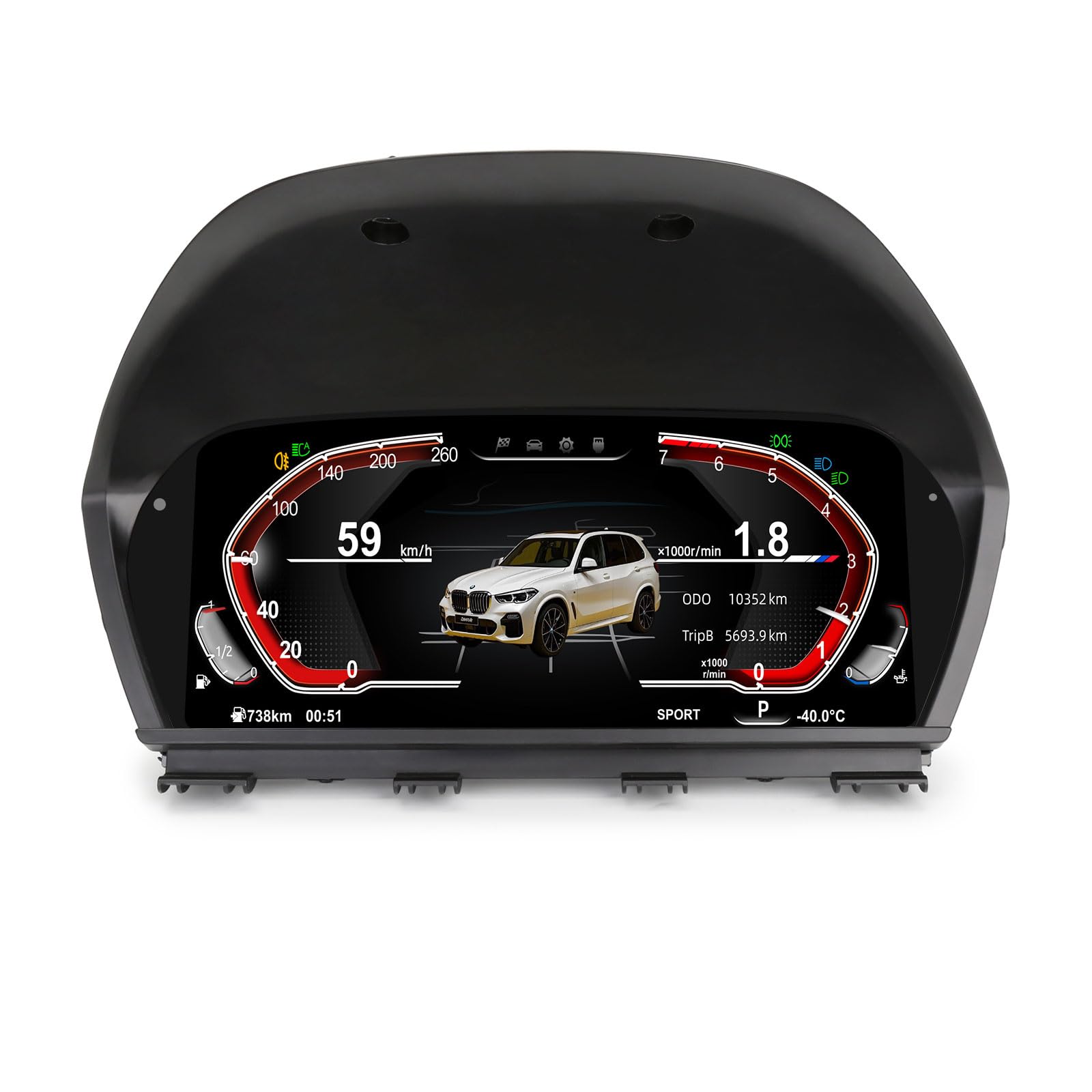 10" HD LCD Cuadro de Instrumentos Digital Pantalla para BMW Serie 1 F20/F50, Serie 2 F22/F45, X1 F48/F49, X2 F39, Digital Instrument Cluster, Velocímetro Digital, 5 UI, Plug & Play, Control Volante