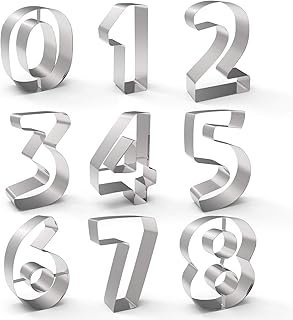 Sandwich Cookie Cutter Set, Fubarbar 3 inch Number 0 1 2 3 4 5 6 7 8 Shapes Cutter Large Metal Numbers Fondant Cutters Mol...