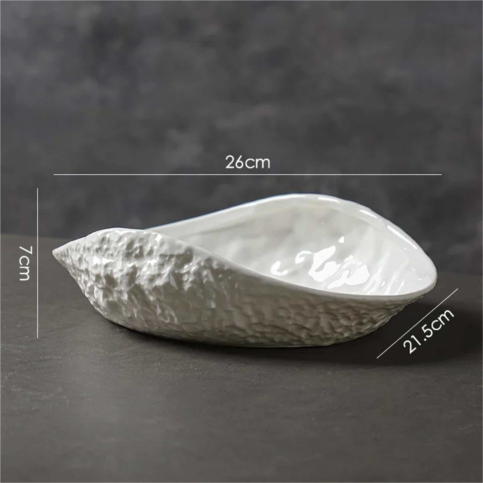 Piatto in ceramica a forma di conchiglia con motivo a roccia e finiture dorate, for pesce al vapore, zuppe, macedonia e dessert(A-L)