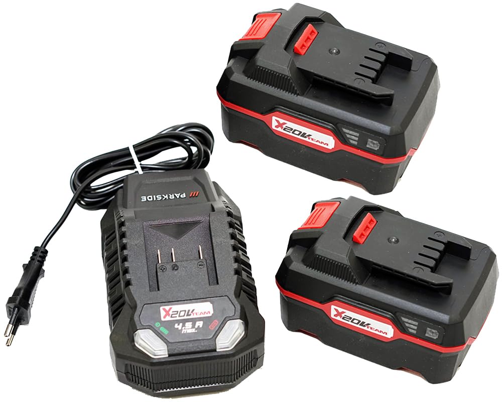 Parkside® - 2 baterías de 4 Ah + 1 cargador de 4,5 A de 20 V Pap 20 B3 – Batería de iones de litio – para la serie X20V – 4 Ah