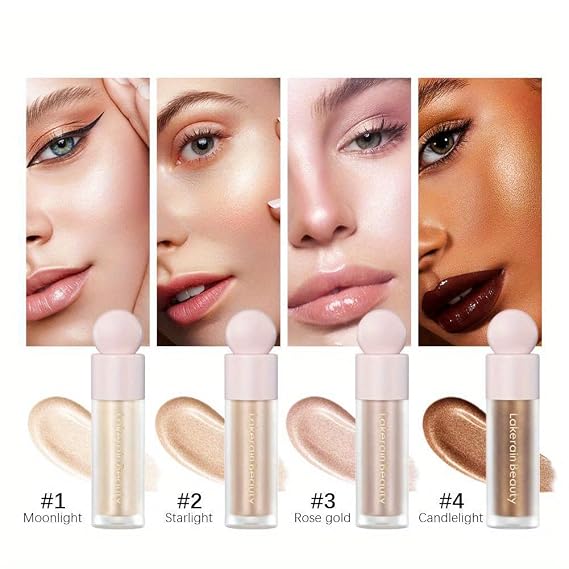 GECOMO Liquid Contour Beauty Wand Face Highlighter Bronzer Makeup Stick, Dewy Finish, Moisturizing Silky Smooth Texture 0.25 Oz/ 7.5ml - 02 STARLIGHT