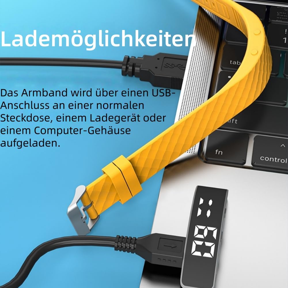 MEIION bewolken Vibroband Pro - Für den perfekten Aufwachmoment,Vibrationswecker Armband mit 8 Alarmen, für Damen, Herren, Senioren und Jugendliche