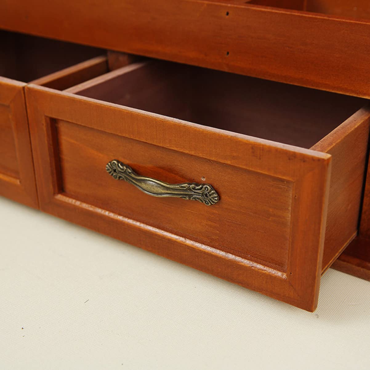 Holzorganizer Aufbewahrungsbox für Make Up im Retro Stil Braun