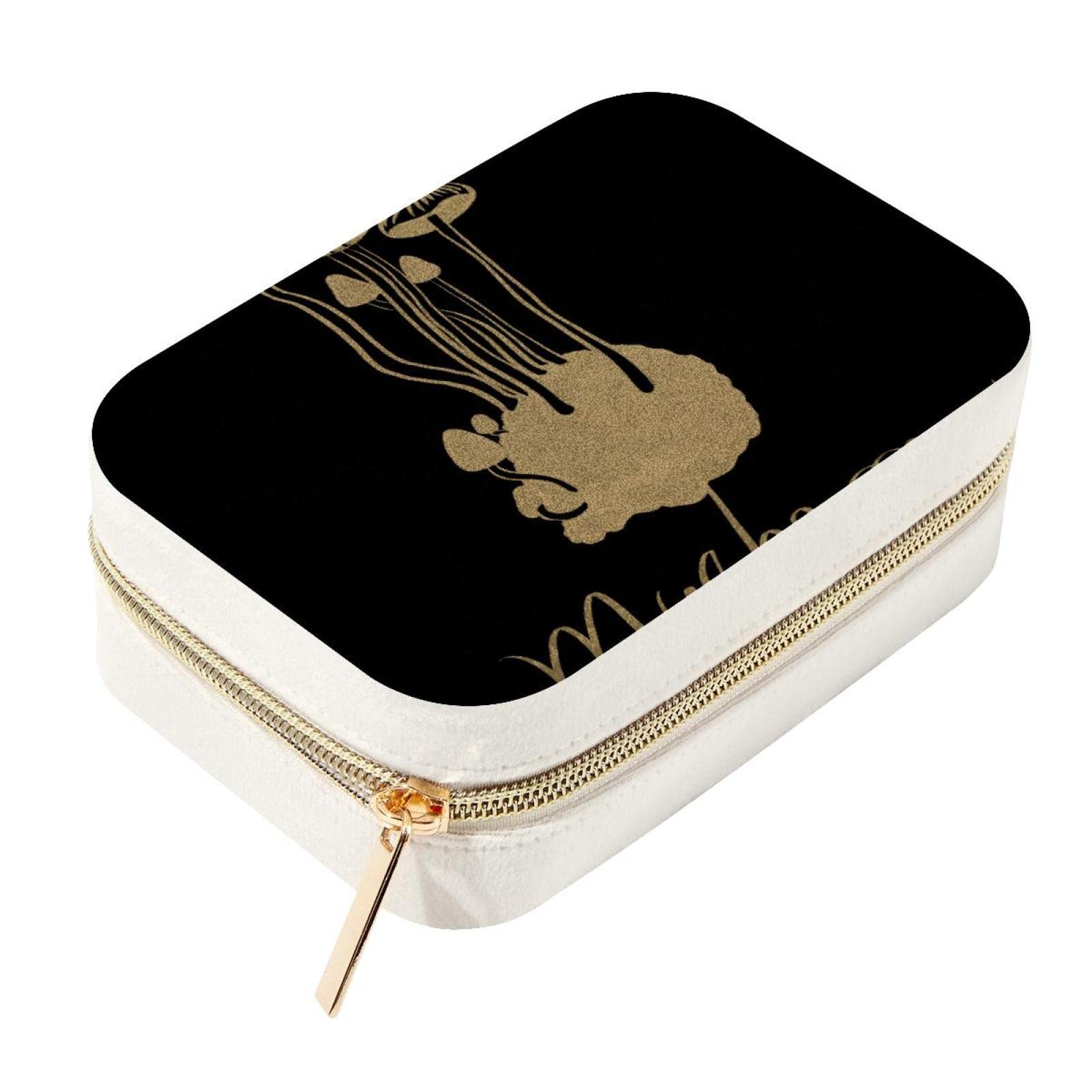 Boîte à bijoux de voyage en velours motif champignon vintage pour transporter vos bagues
