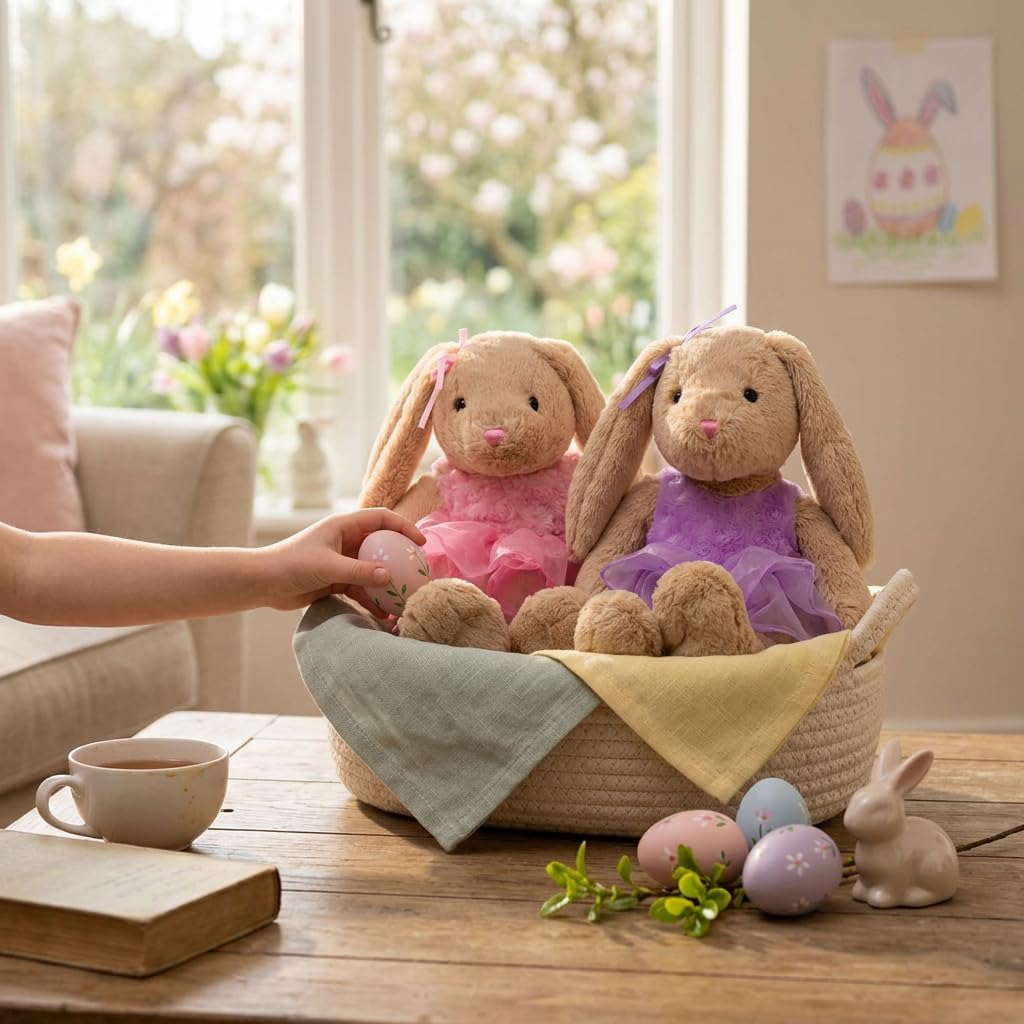 HollyHOME Ballet Bunny Stuffed Animal Plush Rabbit in Gauzy Dress Cute Easter Bunny Doll for Kids 21 inch Pink