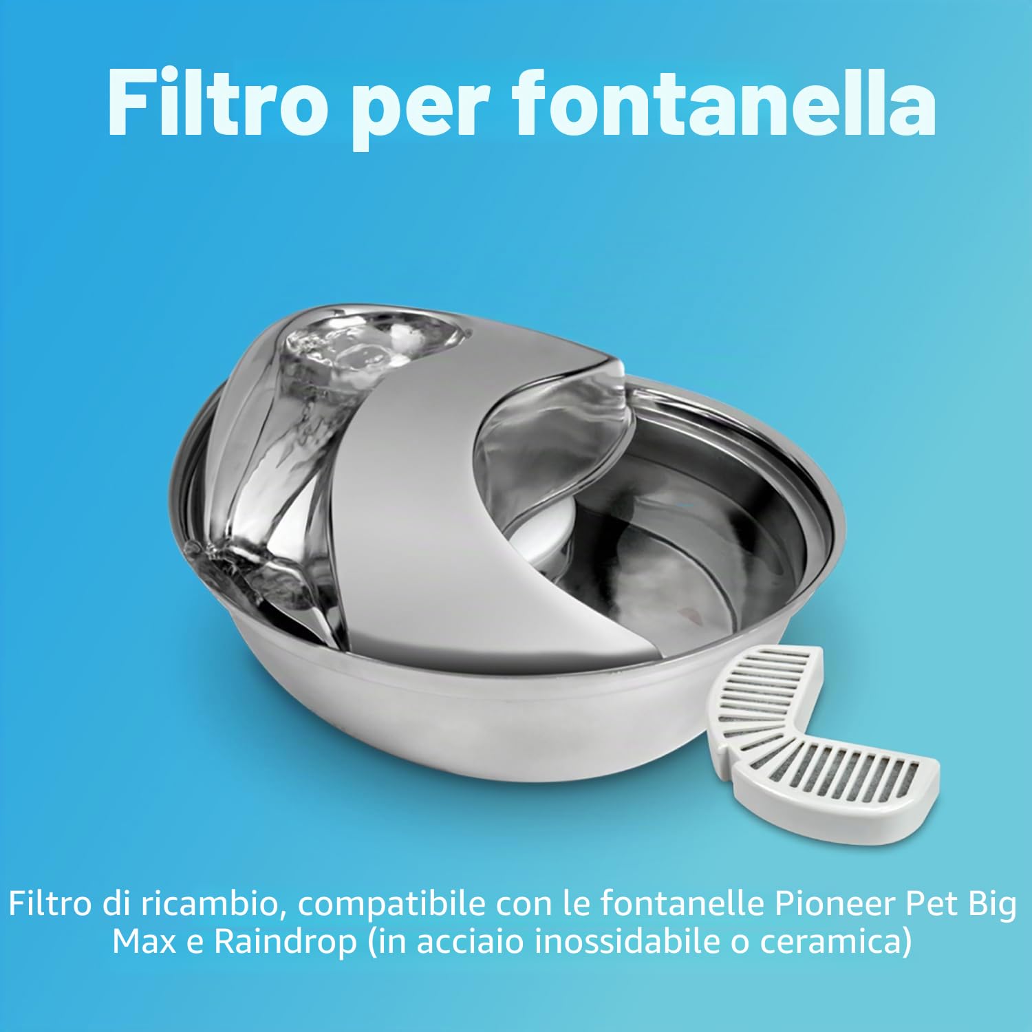 Pioneer, fontanella per Animali, Design Gocce di Pioggia, in Acciaio Inox.