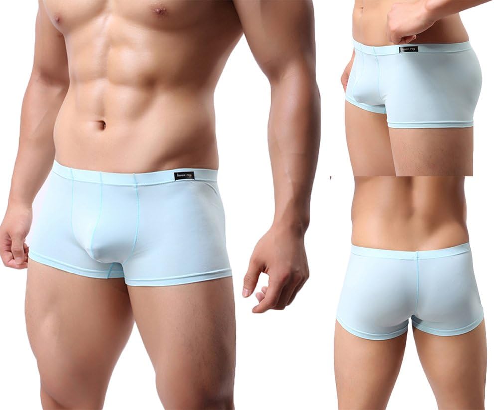 YuKaiChen Men's Trunks Underwear Silk Boxer Briefs Short Leg - Image 2